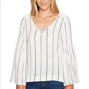 Sanctuary medium cream & stripped bell sleeve top